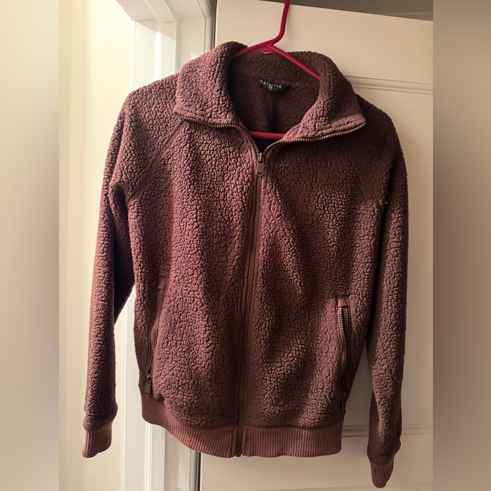 Athleta Zip-Up Sherpa Jacket - Deep Brown